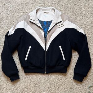 Mother Denim Suede Moto Bomber Jacket Like New size Small Black Tan Cream